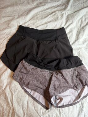 lululemon athletica Black and Heathered Gray Athletic Shorts Duo